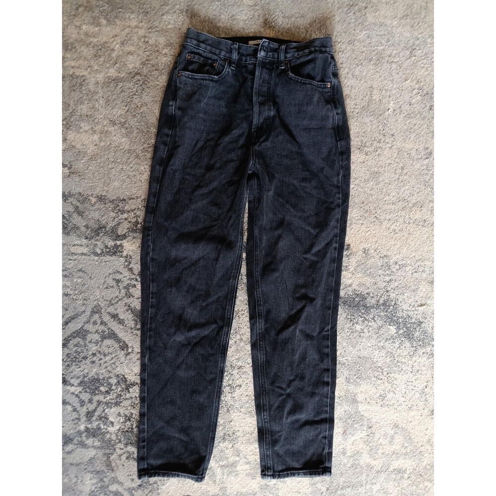 Pacsun Womens Denim Ultra High Rise Slim Button Fly Straight Jeans Black Size 26